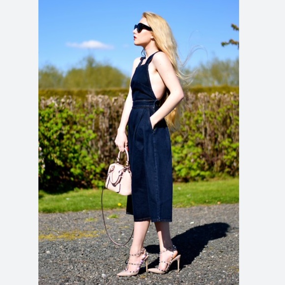 BRAND NEW ASOS denim  dark wash suspender open back dress 8 - Picture 3 of 17